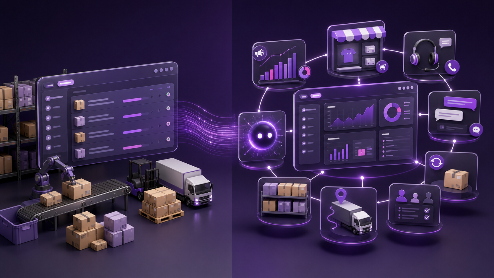 Order management ও fulfillment setup-এর পাশে connected 360-degree ecommerce operating system